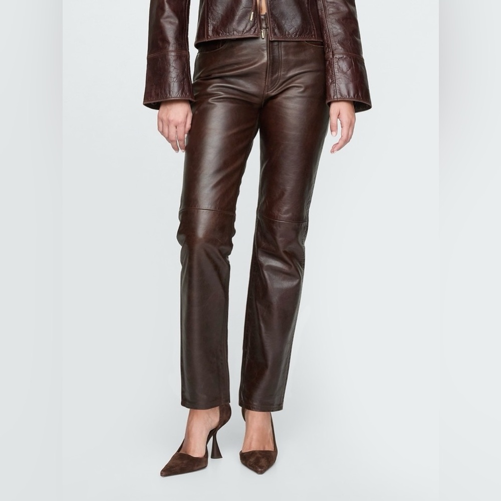 Gap Cult Gaia Brown Leather Pants